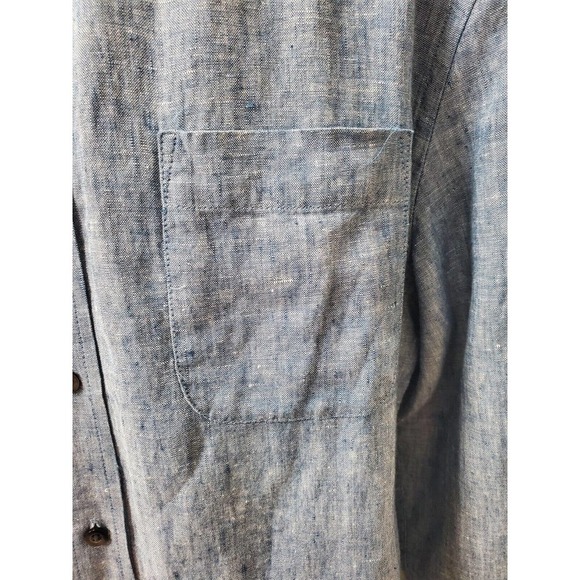 W.H. Belk Men's Blue 100% Linen Collared Long Sleeve Button Down Shirt Size L - Picture 3 of 11